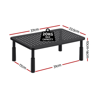 Artiss Monitor Stand Adjustable Riser For Computer Monitor And Laptop 3 Height Desk Organizer Black