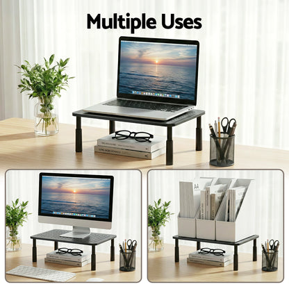 Artiss Monitor Stand Adjustable Riser For Computer Monitor And Laptop 3 Height Desk Organizer Black