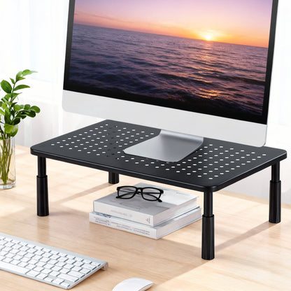 Artiss Monitor Stand Adjustable Riser For Computer Monitor And Laptop 3 Height Desk Organizer Black