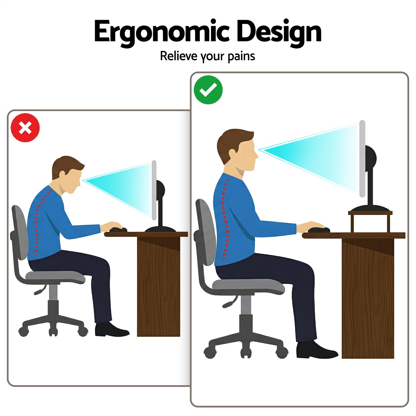 Artiss Dual Monitor Stand 100cm Riser Large Laptop Stand Desk Organiser Black