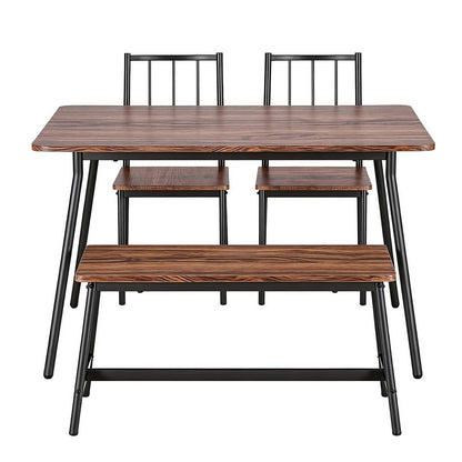 Artiss Dining Table and Chairs Set of 4 Bench Kitchen Furniture Rustic Brown