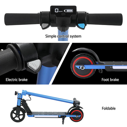 Electric Scooter 130W 16KM/H LED Light Folding Portable Riding Commuter Blue