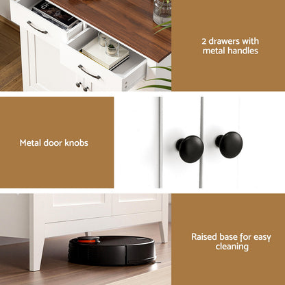 Artiss Buffet Sideboard Storage Cabinet Kitchen Cupboard Hallway 2 Drawers White