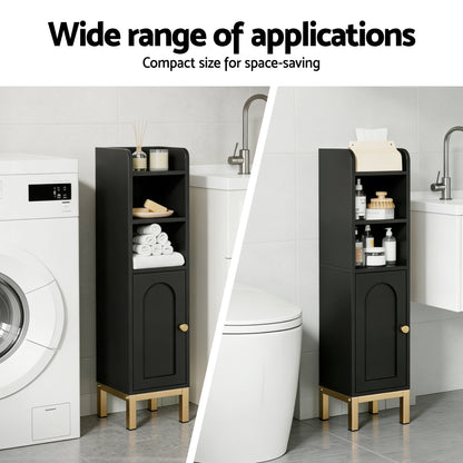 Artiss Bathroom Storage Cabinet Floor Organizer Toilet Corner Adjustable Black