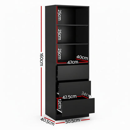 Artiss 3 Chest of Drawers Tallboy Cabinet Black