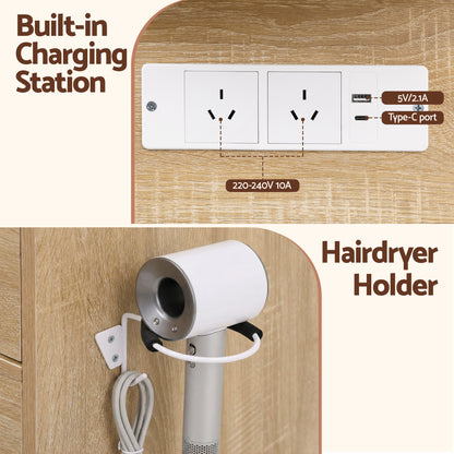 Artiss Dressing Table Vanity Desk Set Stool LED Bulbs Wood