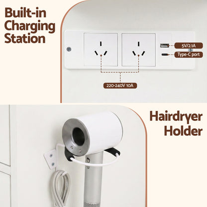 Artiss Dressing Table Vanity Desk Set Stool LED Bulbs White