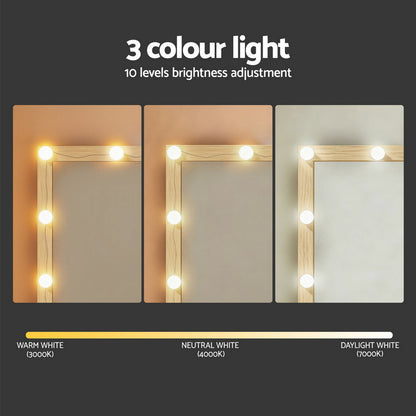 Artiss Dressing Table Vanity Desk Set Stool 12 Led Bulbs Wood