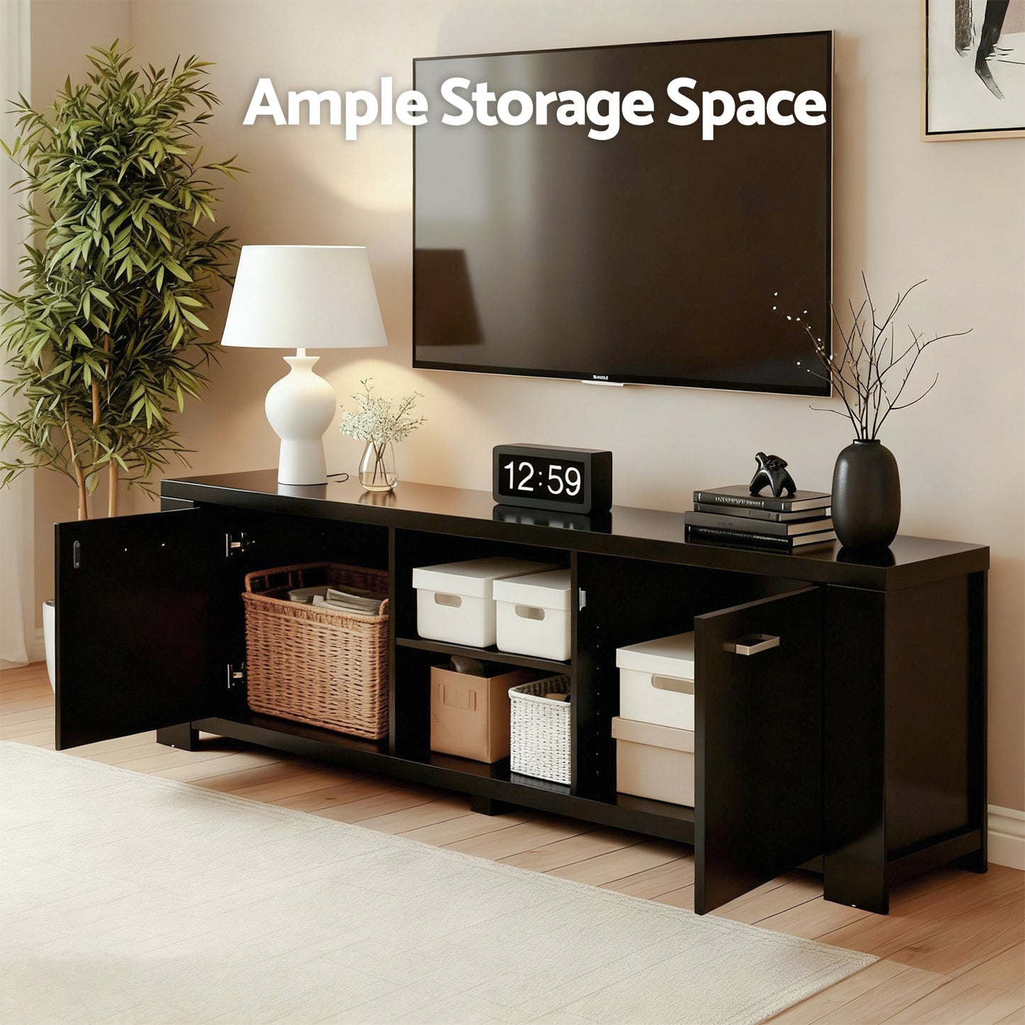 Artiss TV Cabinet Entertainment Unit 160cm Black Maxi