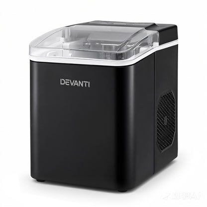 Devanti Ice Maker Machine Portable 12kg Countertop w/Self Cleaning 1.2L Black