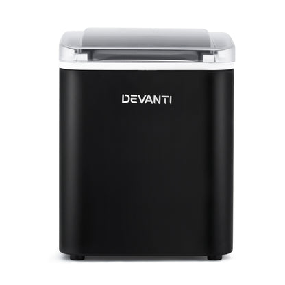 Devanti Ice Maker Machine Portable 12kg Countertop w/Self Cleaning 1.2L Black