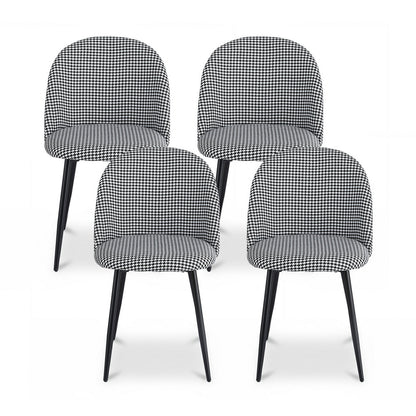 Artiss Dining Chairs Set of 4 Linen Solid Curved Houndstooth