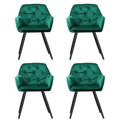 Artiss Dining Chairs Set of 4 Velvet Diamond Tufted Armchair Green