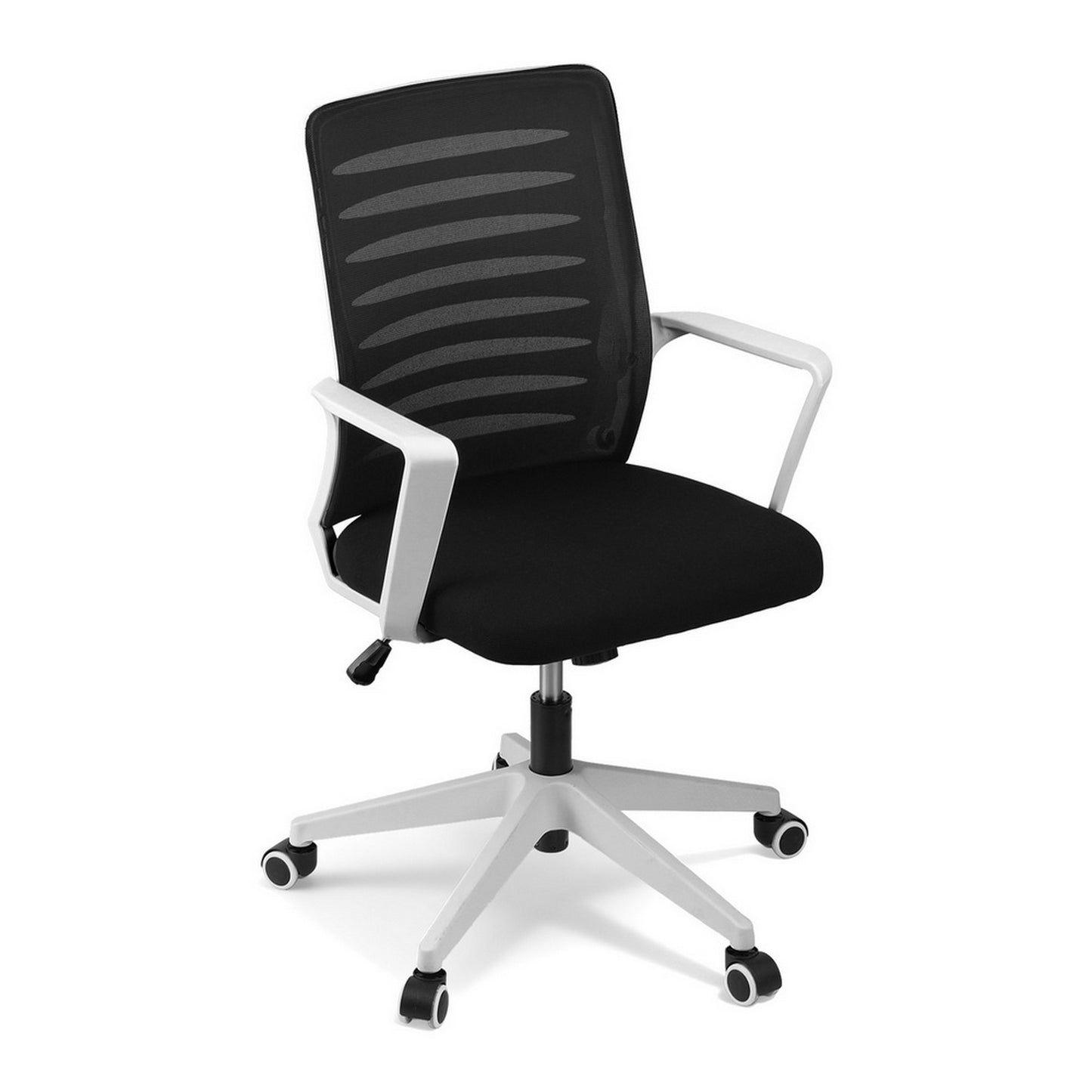 Artiss Ergonomic Office Chair Mesh Computer Desk Chairs with Lumbar Support, Height Adjustment Swivel Chair Mid Back for Home Office Study, Black and White