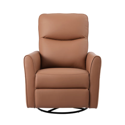 Artiss Swivel Recliner Chair Leather Rocking Reclining Sofa with Charging Ports LED Brown