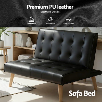 Artiss Sofa Bed Couch 1 Seater Lounge Fabric Black