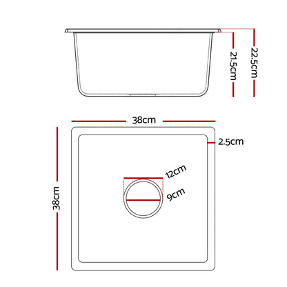 Cefito Kitchen Sink 38x38cm Granite Stone Sink Single Bowl White