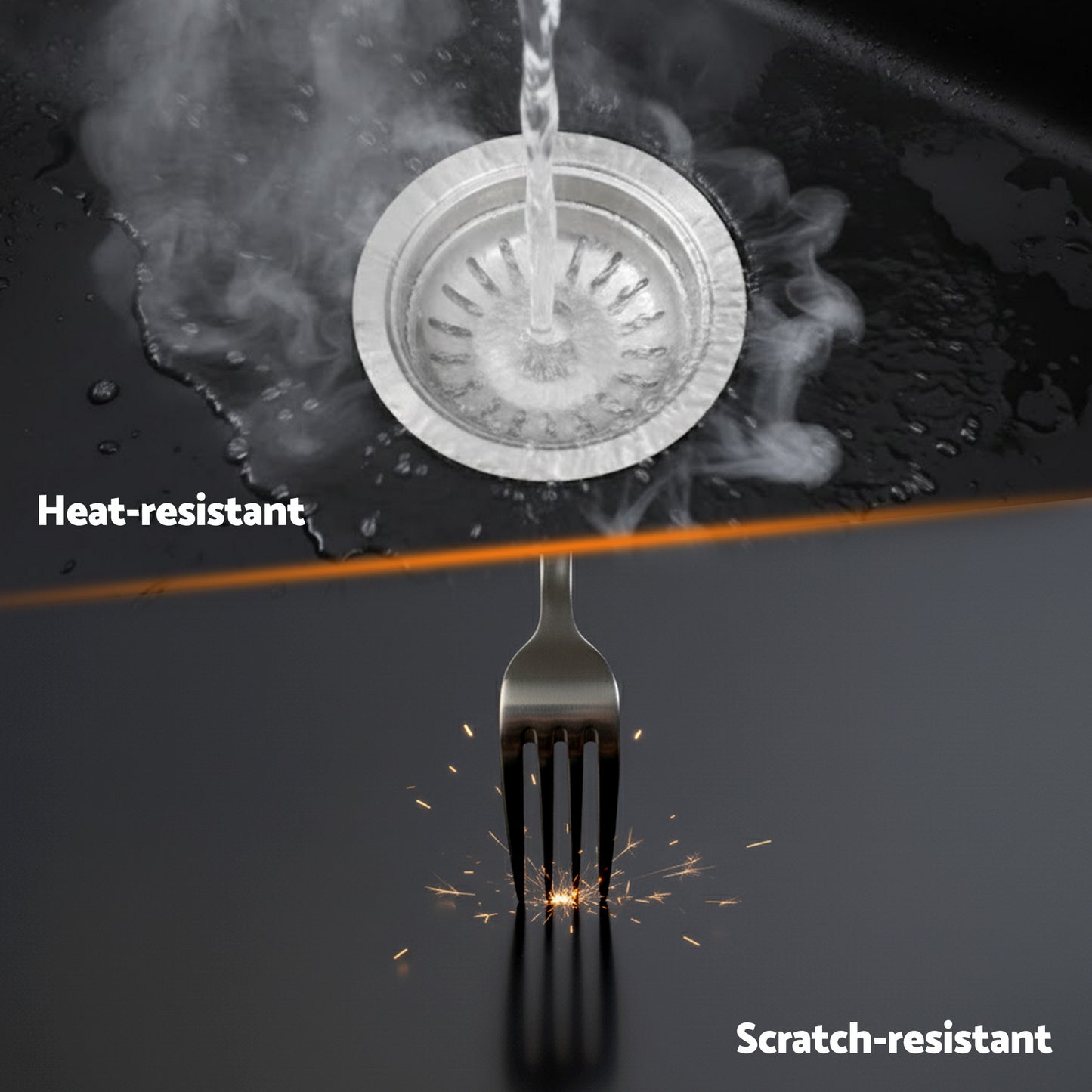 Cefito Kitchen Sink 55x45cm Granite Stone Sink Single Bowl Black