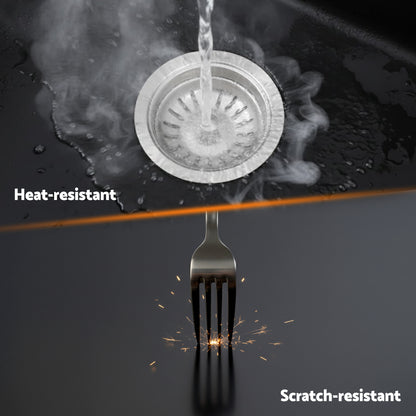 Cefito Kitchen Sink 77x45cm Granite Stone Sink Double Bowl Black