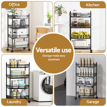 Artiss 4-Tier Shelving Unit Adjustable Garage Storage Kitchen Rack With Wheels