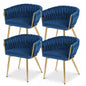 1 Set of 4 Artiss Dining Chairs Velvet Weaving Armchair Blue