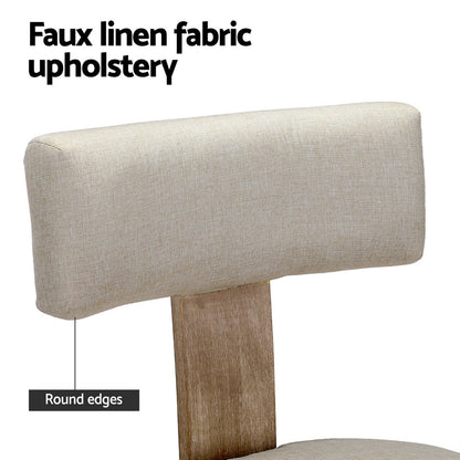 Artiss Dining Chairs Set of 4 Linen Fabric Wooden Beige