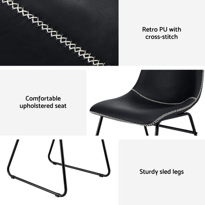 Artiss 4x Dining Chairs Retro PU Leather Kitchen Lounge Cafe Accent Chair Black