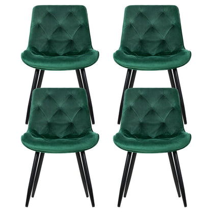 Artiss Dining Chairs Set of 4 Velvet Diamond Tufted Green