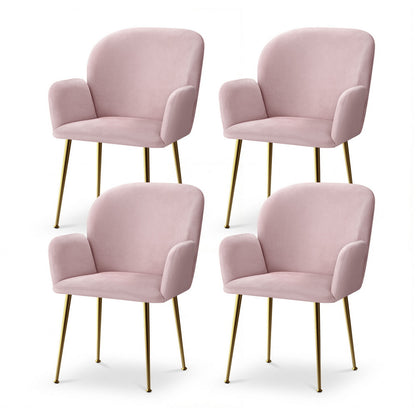 Artiss Dining Chairs Set of 4 Velvet Armchair Pink