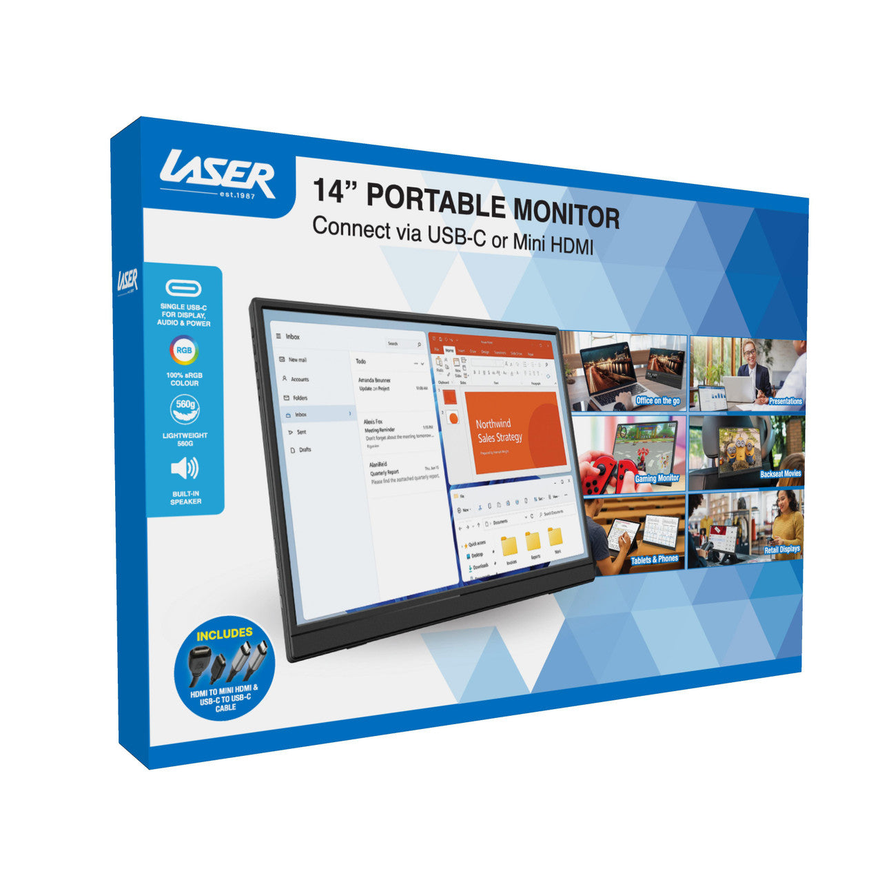 Laser 14 inch USB-C Portable Display