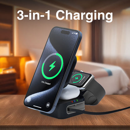 Laser 3 in 1 Foldable Wireless Charging Stand Black