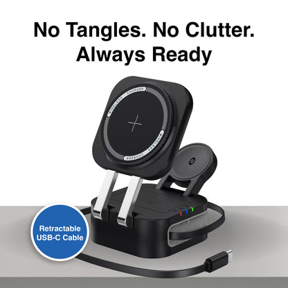 Laser 3 in 1 Foldable Wireless Charging Stand Black