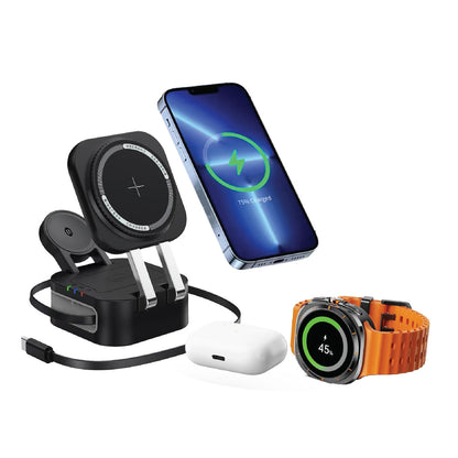 Laser 3 in 1 Foldable Wireless Charging Stand Black