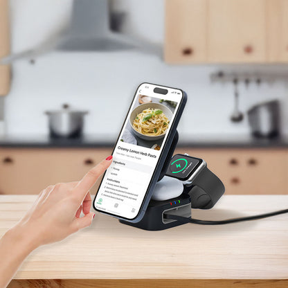 Laser 3 in 1 Foldable Wireless Charging Stand Black