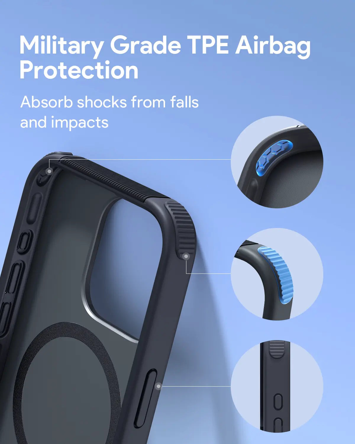 Aukey Urban Guard Elite Magnetic Hard-Shell iPhone 15 Pro Max Phone Case - Dark Gray (UG10D)