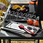 Stainless steel chicken leg and wing rack three-piece set: Foldable standing grill + baking tray + cleaning brush. Suitable for barbecues, smoking, and ovens. Ideal choice for picnics and camping