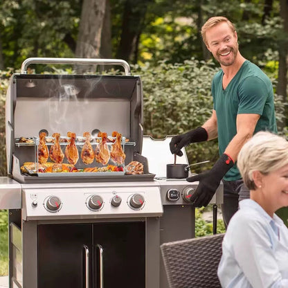 Stainless steel chicken leg and wing rack three-piece set: Foldable standing grill + baking tray + cleaning brush. Suitable for barbecues, smoking, and ovens. Ideal choice for picnics and camping