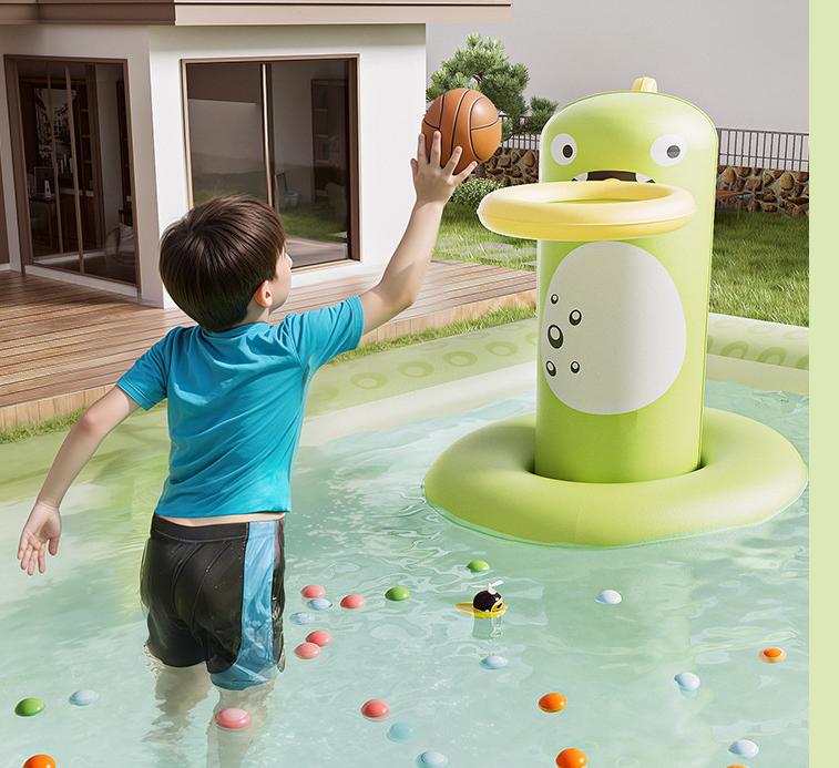 Inflatable Swimming Pool 300×175×56cm with Canopy & Dinosaur Spray – Kids Outdoor Water Play Set for Backyard, Garden, Summer Fun (Green)