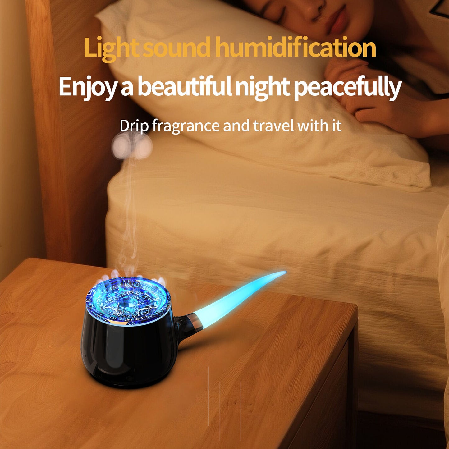Pipe-Shaped Aromatherapy Humidifier with LED Flame & Mist – USB Desk Diffuser for Home, Office, Bedside (White) | Other Colors Available in Store