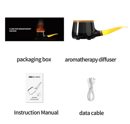 Pipe-Shaped Aromatherapy Humidifier with LED Flame & Mist – USB Desk Diffuser for Home, Office, Bedside (White) | Other Colors Available in Store