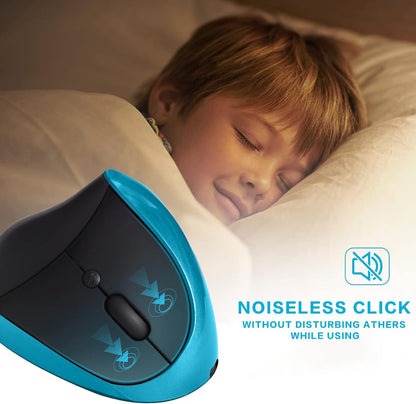 Blue Ergonomic Wireless Vertical Mouse (Small Hand-Friendly): USB-C Rechargeable, 2.4G 3-DPI, Reduce Wrist Strain (Right-Handed)