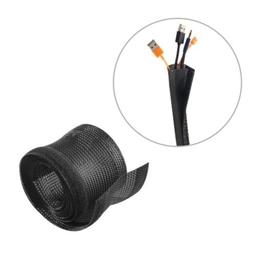 Brateck Flexible Cable Wrap Sleeve with Hook and Loop Fastener (135mm/5.3' Width) Material Polyester Dimensions 1000x135mm - Black(LS)
