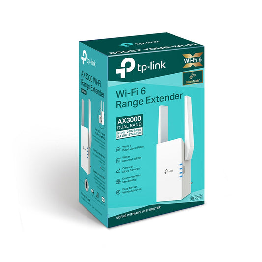 TP-Link RE705X AX3000 Mesh WiFi 6 Extender 2402Mbps@5GHz, 1x Gigabit Ethernet Port, 2x External Antennas