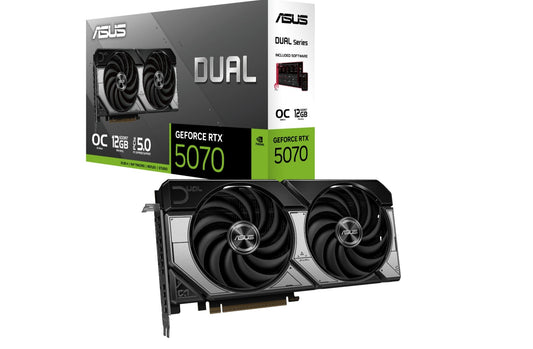 ASUS nVidia GeForce DUAL-RTX5070-O12G 12GB GDDR7 OC Edition, 2542MHz Boost Clock, RAM 28Gbps, 1000 AI TOPs, Digital Max Resolution 7680 x 4320