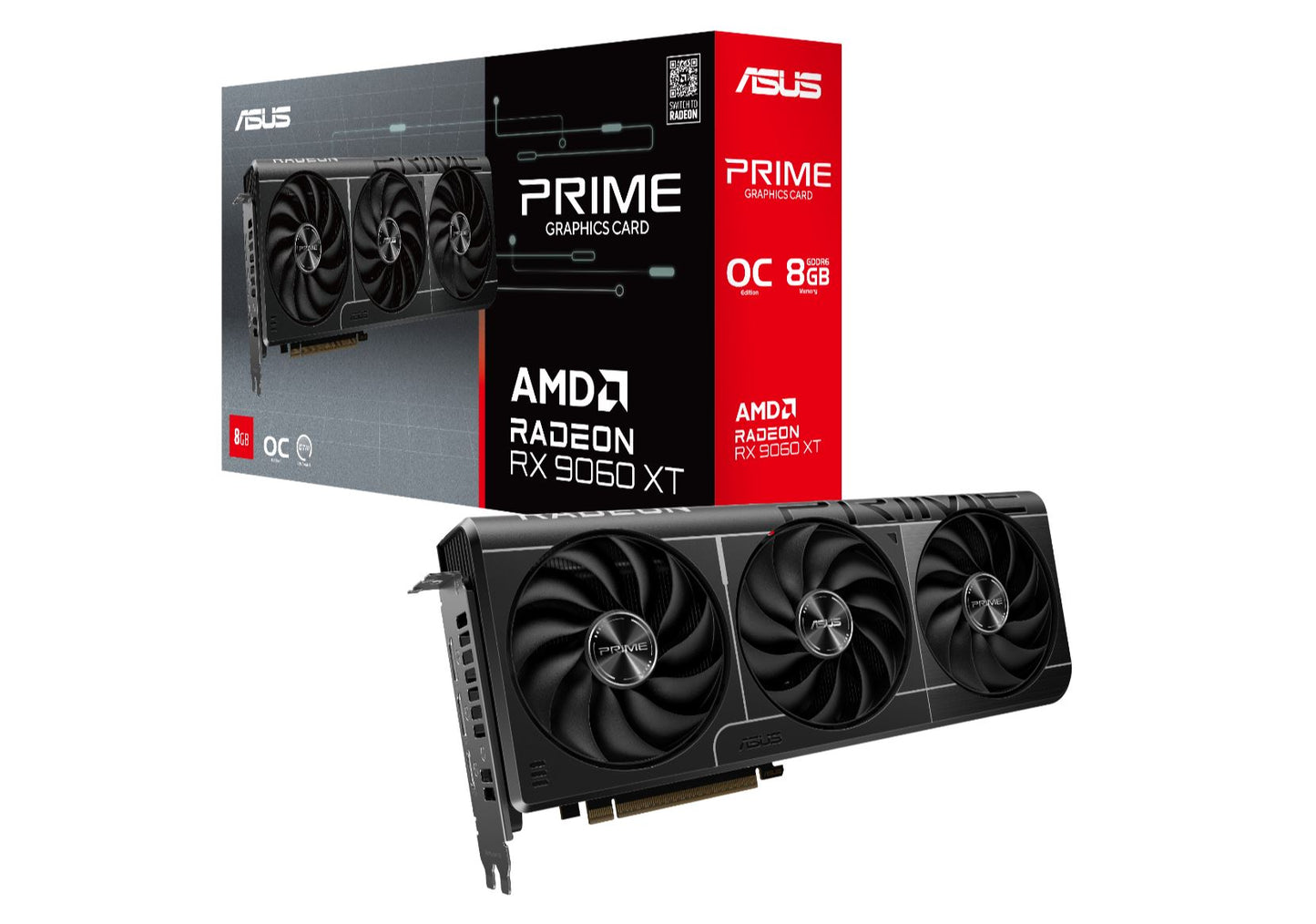 ASUS AMD Radeon PRIME-RX9060XT-O8G 1 x 8-pin 8GB GDDR6 128-bit 20 GbpsAa PCI Express 5.0