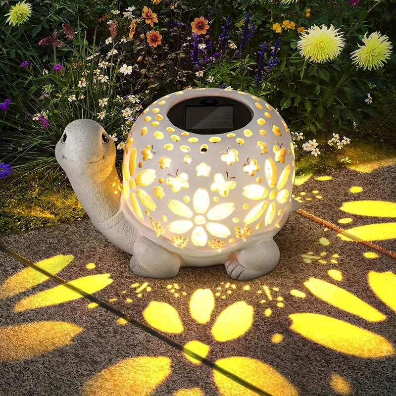 Solar Powered Turtle Light Resin Statue