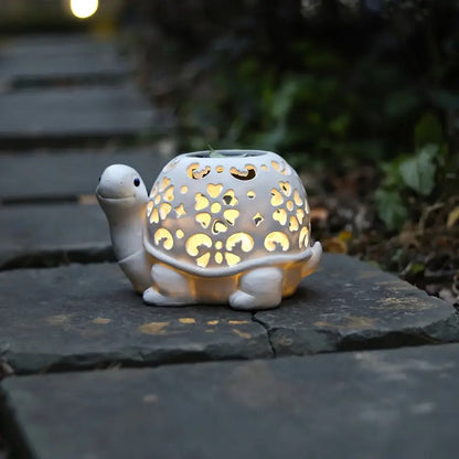Solar Powered Turtle Light Resin Statue