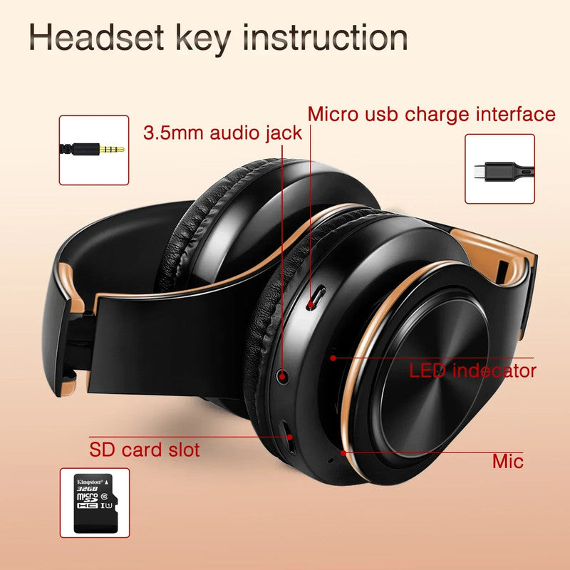 Wireless Bluetooth Headphones Gold