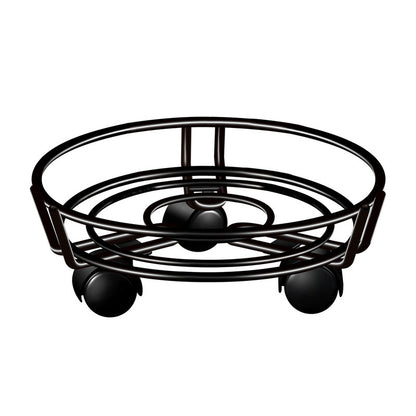 Movable Iron Potted Plant Stand for Home Garden Decoration-Black