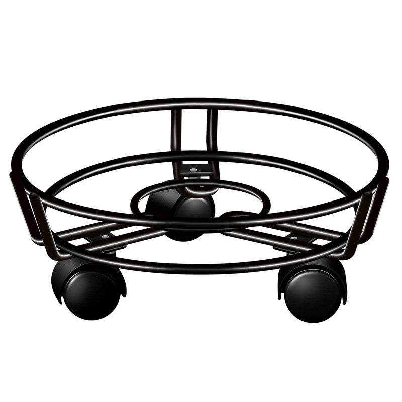 Movable Iron Potted Plant Stand for Home Garden Decoration-Black